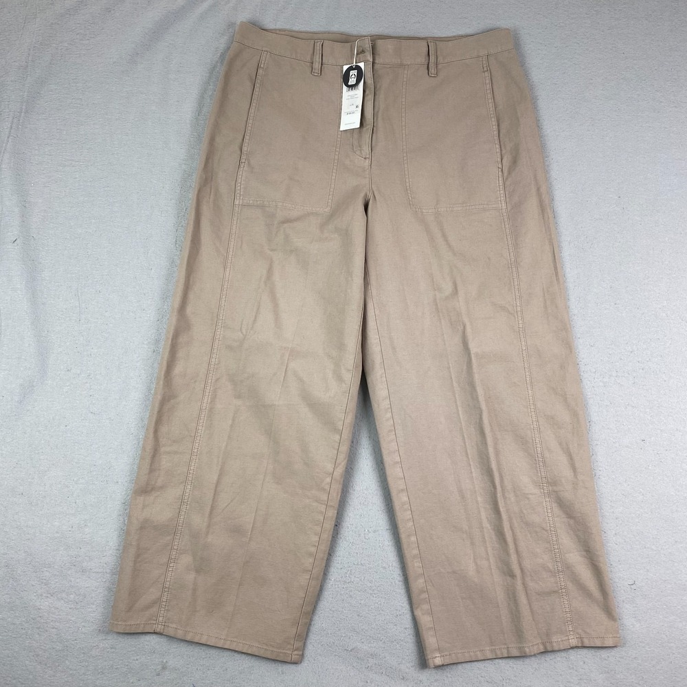 Eileen Fisher Pants Womens L Briar Organic Cotton Hemp Wide ankle Chino NWT